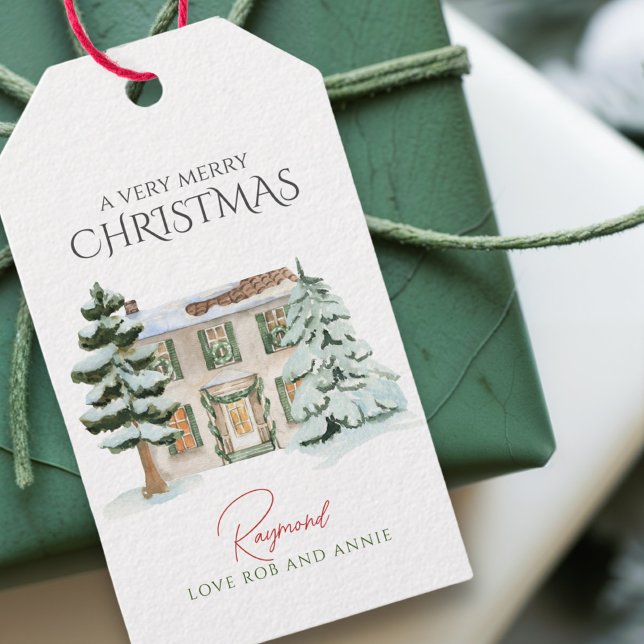 Winter Wonderland Rustic Farmhouse Chritsmas Presentetikett (Skapare uppladdad)