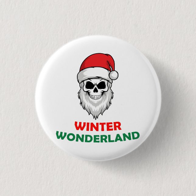 Winter wonderland Santa Skull Knapp (Framsida)