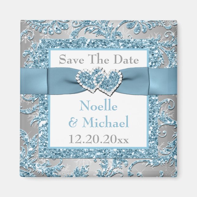 Winter Wonderland Save Date Bröllop Magnet (Framsidan)