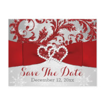 Winter Wonderland Save Date Postcard - Red