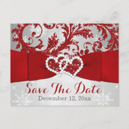 Winter Wonderland Save Date Postcard - Red Meddelande Vykort