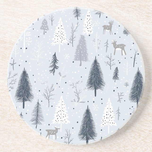 Winter Wonderland Scandinavian Stone Underlägg (Framsidan)