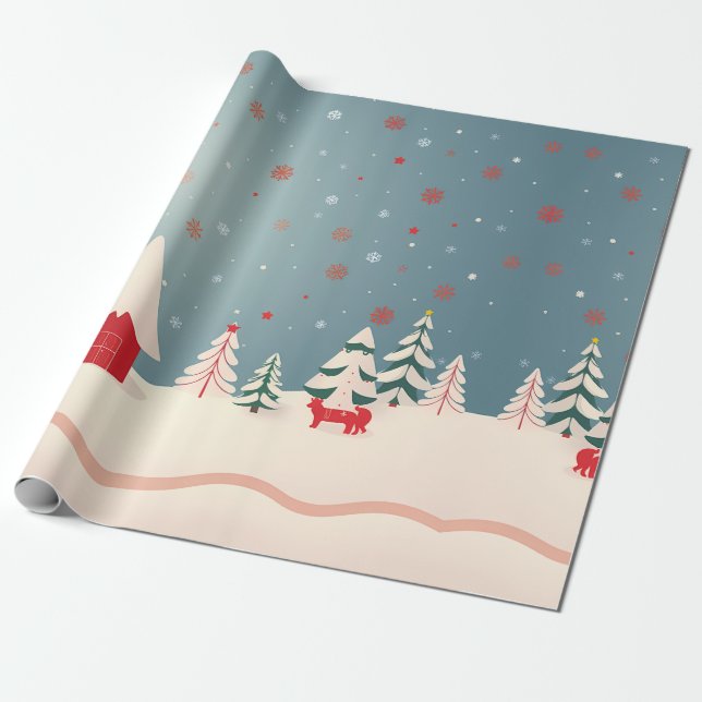 Winter Wonderland Scene Presentpapper (Utrullad)