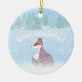 Winter Wonderland Scene with Fox Julgransprydnad Keramik