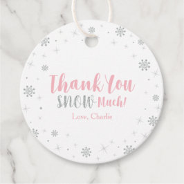 Winter Wonderland Silver & Rosa Girl Baby Shower Gåvor Etiketter