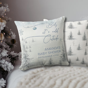 Winter Wonderland sitt Kall utanför Boy Baby Showe Kudde