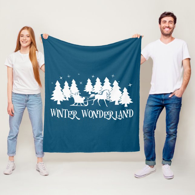 Winter Wonderland Sleigh Ride Scene Fleecefilt (På plats)