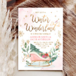Winter Wonderland Sleigh Rosa Guld Rustic Bröllop Inbjudningar<br><div class="desc">Winter Wonderland kallade inbjudan till din perfekt firande. Alla detaljer är HAND-DRAWN så att du kan vara säker på att den här designen är av typen.</div>