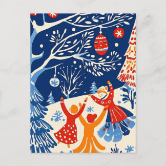 Winter Wonderland, Snö Angel, Helgdag folkart Helg Vykort
