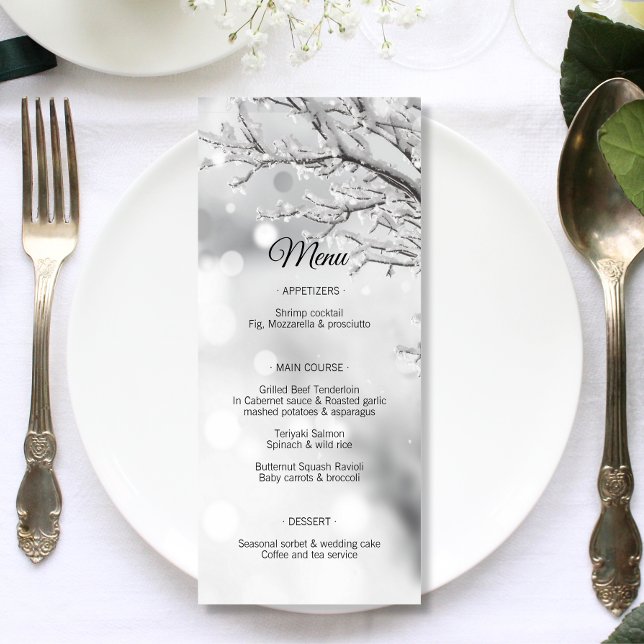 Winter Wonderland Snö Bröllop MENU Meny (Winter Wonderland Snow Wedding MENU)