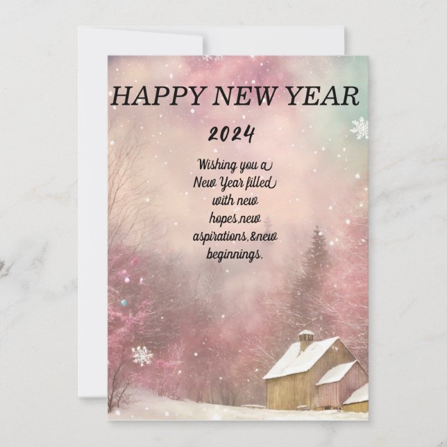 "Winter Wonderland: Snö-Kissed New Year's Card Julkort (Framsida)