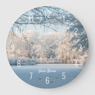 Winter Wonderland Snö Landcape Large Clock Stor Klocka