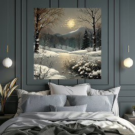 Winter Wonderland Snö Ligcape Art Print Poster