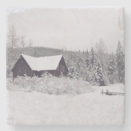 Winter Wonderland Snö och Cabin Scene Underlägg