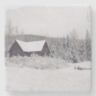 Winter Wonderland Snö och Cabin Scene Underlägg