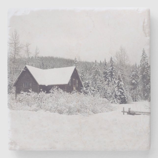 Winter Wonderland Snö och Cabin Scene Underlägg (Framsidan)