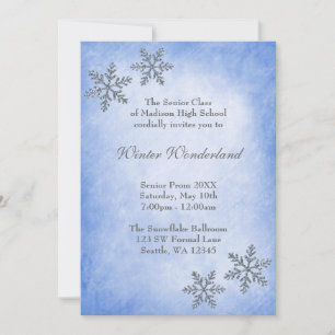 Winter Wonderland Snöflingor Blue Prom Formellt Inbjudningar