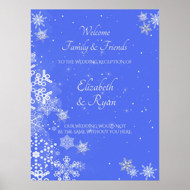 Winter Wonderland, Snöflingor, Bröllop Welcome Poster (Framsidan)