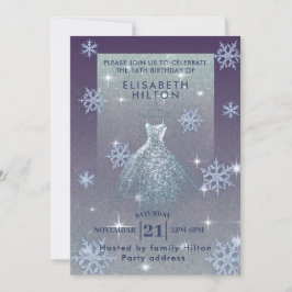 Winter wonderland snöflingor dress sweet sixteen i inbjudningar