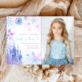Winter Wonderland Snöflingor Girl Girl Snö Birthda Inbjudningar