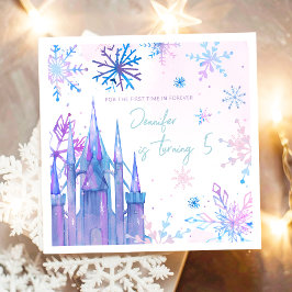 Winter Wonderland Snöflingor Girl Girl Snö Birthda Pappersservett