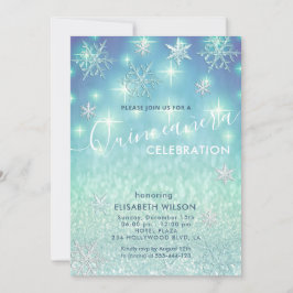Winter wonderland snöflingor glitter Quinceañera Inbjudningar