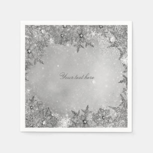 Winter Wonderland Snöflingor Pure Silver Elegant Pappersservett