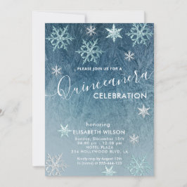 Winter wonderland snöflingor Quinceañera-inbjudan Inbjudningar