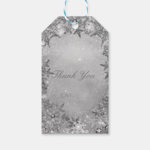 Winter Wonderland Snöflingor Silver Elegant Party Presentetikett
