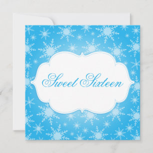 Winter Wonderland Snöflingor Sweet 16 Birthday Inbjudningar