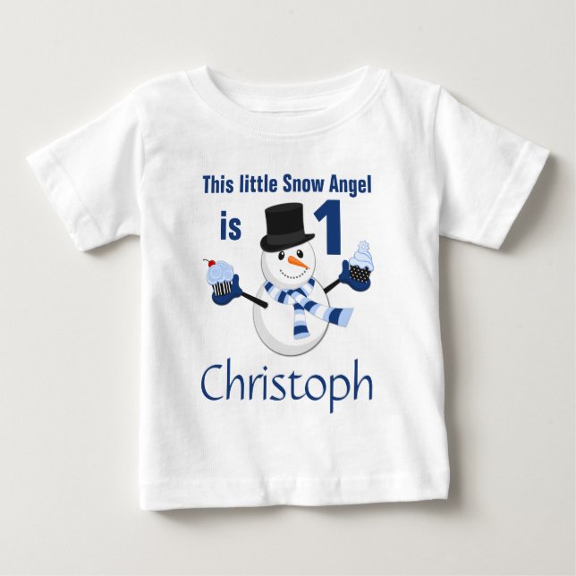 Winter Wonderland Snögubbe First Birthday T-shirt (Framsida)