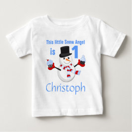 Winter Wonderland Snögubbe First Birthday Tee Shirt