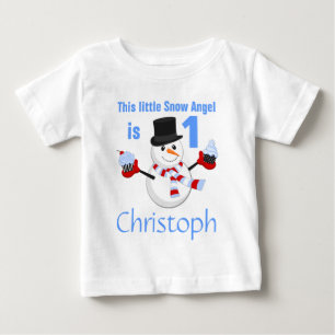 Winter Wonderland Snögubbe First Birthday Tee Shirt