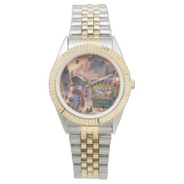 Winter Wonderland Snögubbe Hett Chocolate Cart Armbandsur