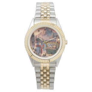 Winter Wonderland Snögubbe Hett Chocolate Cart Armbandsur
