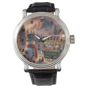 Winter Wonderland Snögubbe Hett Chocolate Cart Armbandsur
