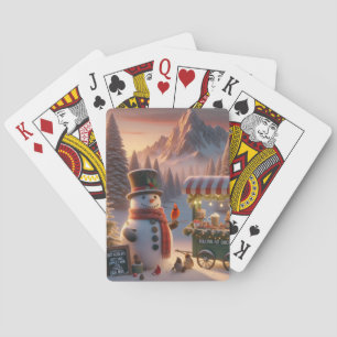 Winter Wonderland Snögubbe Hett Chocolate Cart Casinokort