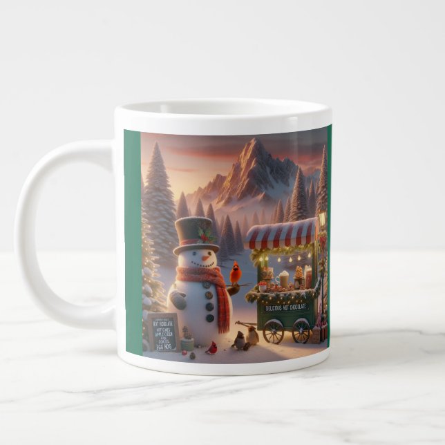 Winter Wonderland Snögubbe Hett Chocolate Cart Jumbo Mugg (Vänster)