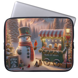 Winter Wonderland Snögubbe Hett Chocolate Cart Laptop Fodral