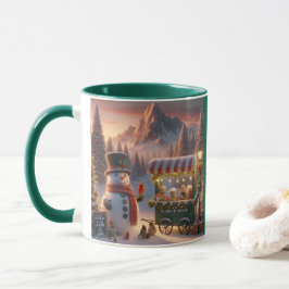 Winter Wonderland Snögubbe Hett Chocolate Cart Mugg