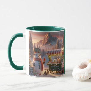 Winter Wonderland Snögubbe Hett Chocolate Cart Mugg