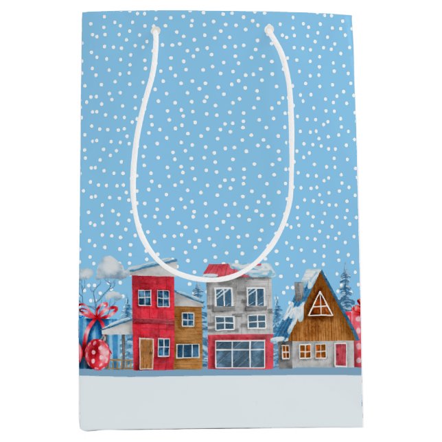 Winter Wonderland Snowfall Cabin Gift Bag (Framsidan)