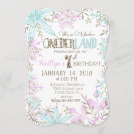 Winter Wonderland Snowflake Birdday Inbjudningar