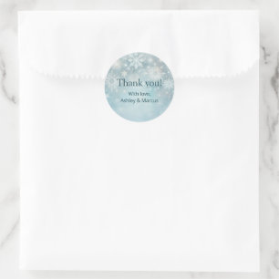 Winter Wonderland Snowflake Bröllop Tack Runt Klistermärke