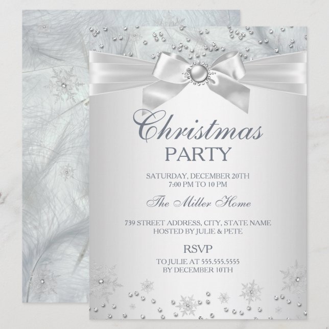 Winter Wonderland Snowflake jul Party Inbjudan (Fram/baksida)