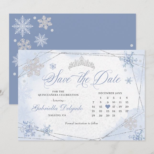 Winter Wonderland Snowflake Save Date Inbjudningar (Fram/baksida)