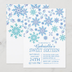 Winter Wonderland Snowflake Sweet sixteen Party Inbjudningar