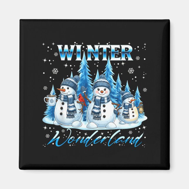Winter Wonderland Snowman Family Snowflake Cozy Wi Magnet (Framsidan)