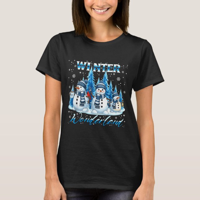 Winter Wonderland Snowman Family Snowflake Cozy Wi T Shirt (Framsida)