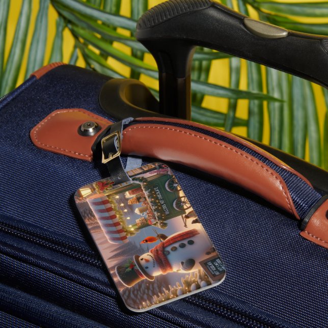 Winter Wonderland Snowman's Hot Chocolate Cart Bagagebricka (Framsida Insitu 1)